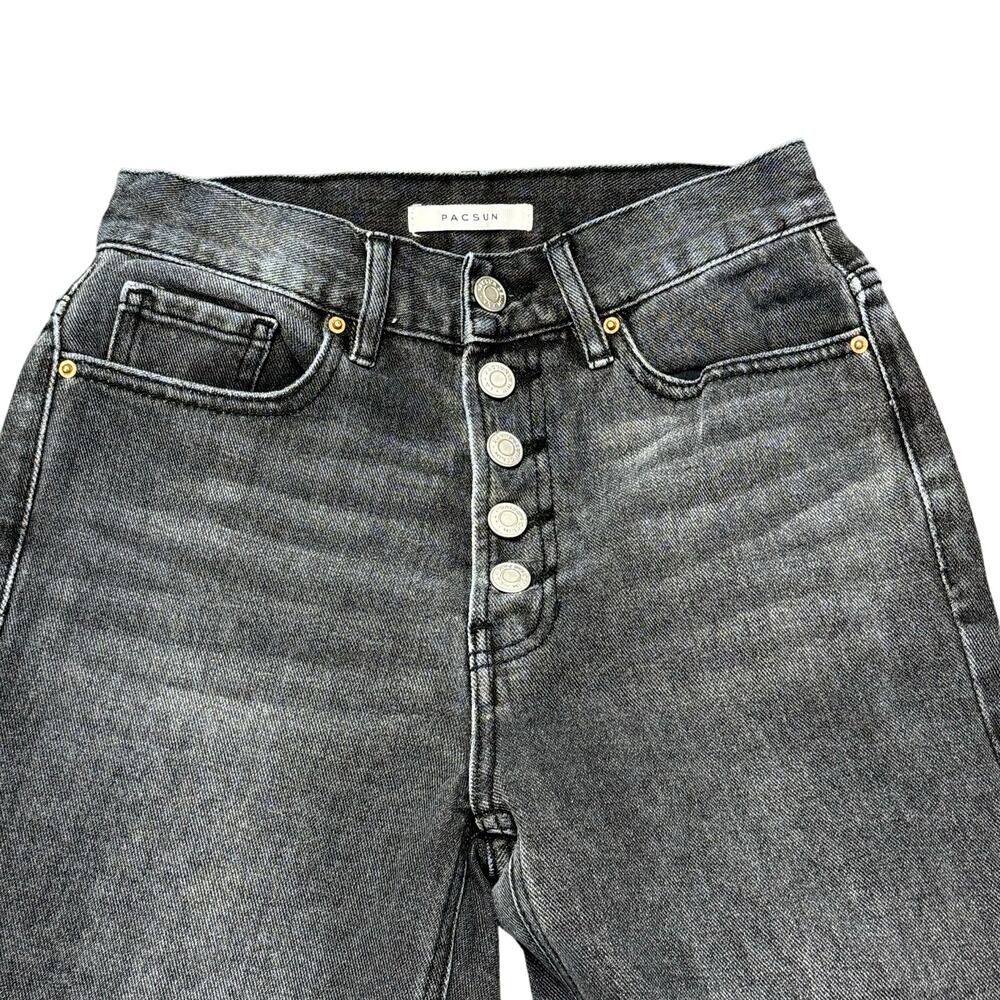 PacSun Jeans Women's Size 24 (25x27) Black Button Fly Ultra High Rise Slim Worn - Picture 14 of 15